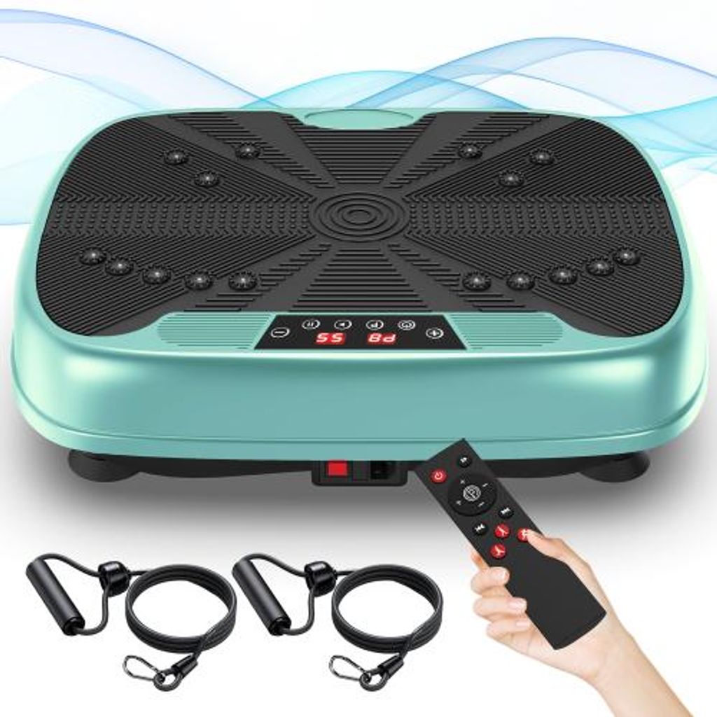 AIORBER Vibrationsplatte Trainingsgerät mit Widerstandsbändern, Ganzkörper-Fitnessplattform mit für Zuhause – Green