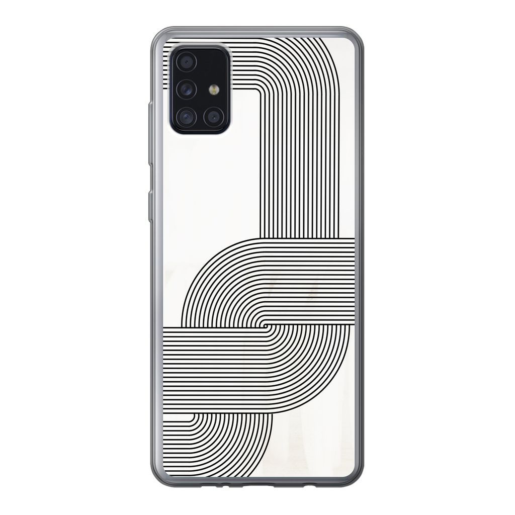 MuchoWow Handyhülle Schutzhülle Hülle für Samsung Galaxy A52 5G Kunst - Schwarz - Weiß - Linie Silikon Softcase Handy Hülle - Umschlag