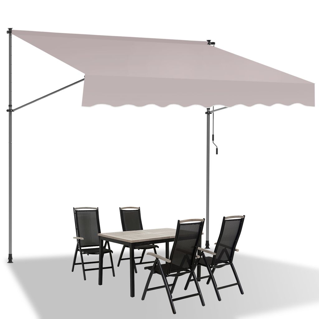 Fiqops Markise Klemmmarkise Balkonmarkise Garten Markisen beständig UV Gelenkarmmarkise Beige 2M