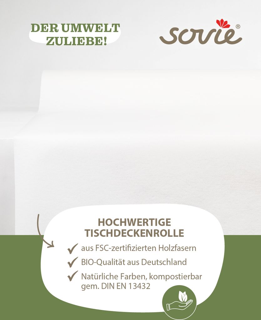 Sovie HORECA Linclass® Airlaid Tischläufer „Melanie“ – 40 Cm X 24 M, Mit Schneeglöckchen-Design, Perforiert Alle 120 Cm