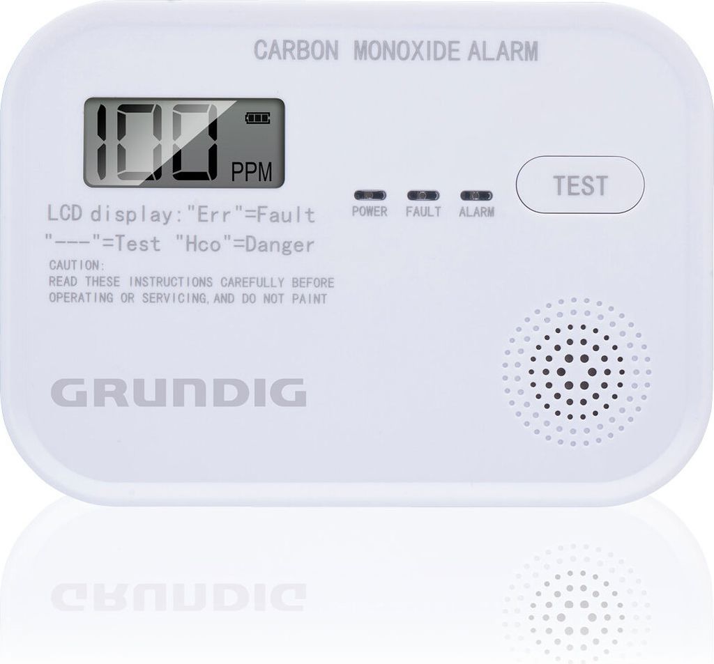 Grundig Kohlenmonoxid Melder Co2 Messgerät mit 10-Jahres-Batterie - C02 Melder mit LCD-Bildschirm, Alarm bei niedrigem Batteriestand und Sensorfeh...