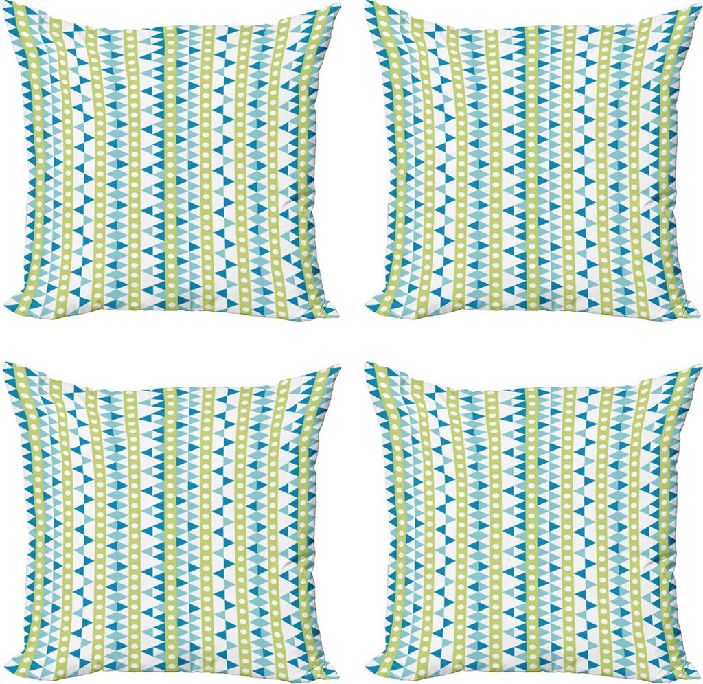 ABAKUHAUS Modern Kissenbezug Set (4 Stück), Geometrische Kreise Triangles, Moderner Doppelseitiger Digitaldruck, 40 cm x 40 cm, Avocado-Grün Sea ...
