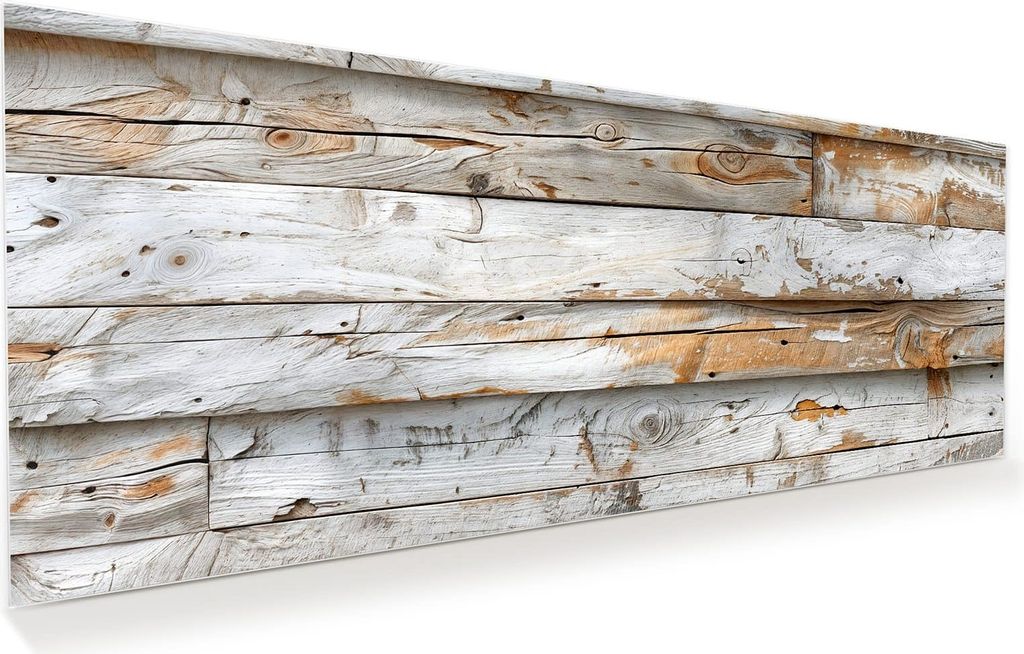 Glasbild 100x40cm in XXL für Wohnzimmer, Schlafzimmer Motiv Verwittertes Holz Brettpanel