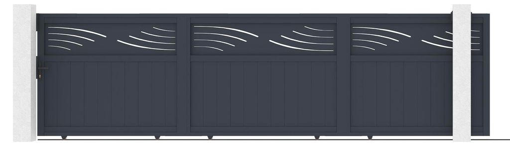 HALTI 5 m Schiebetor, 160 cm hoch, graues Aluminium