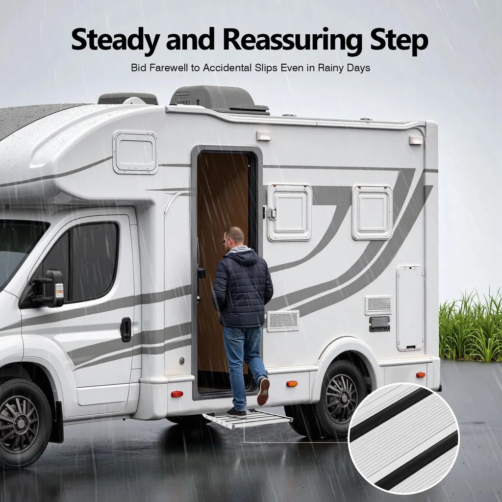Marchepied Escabeau Camping-Car Pliable Argenté pour Accès Facile et Sûr - 4