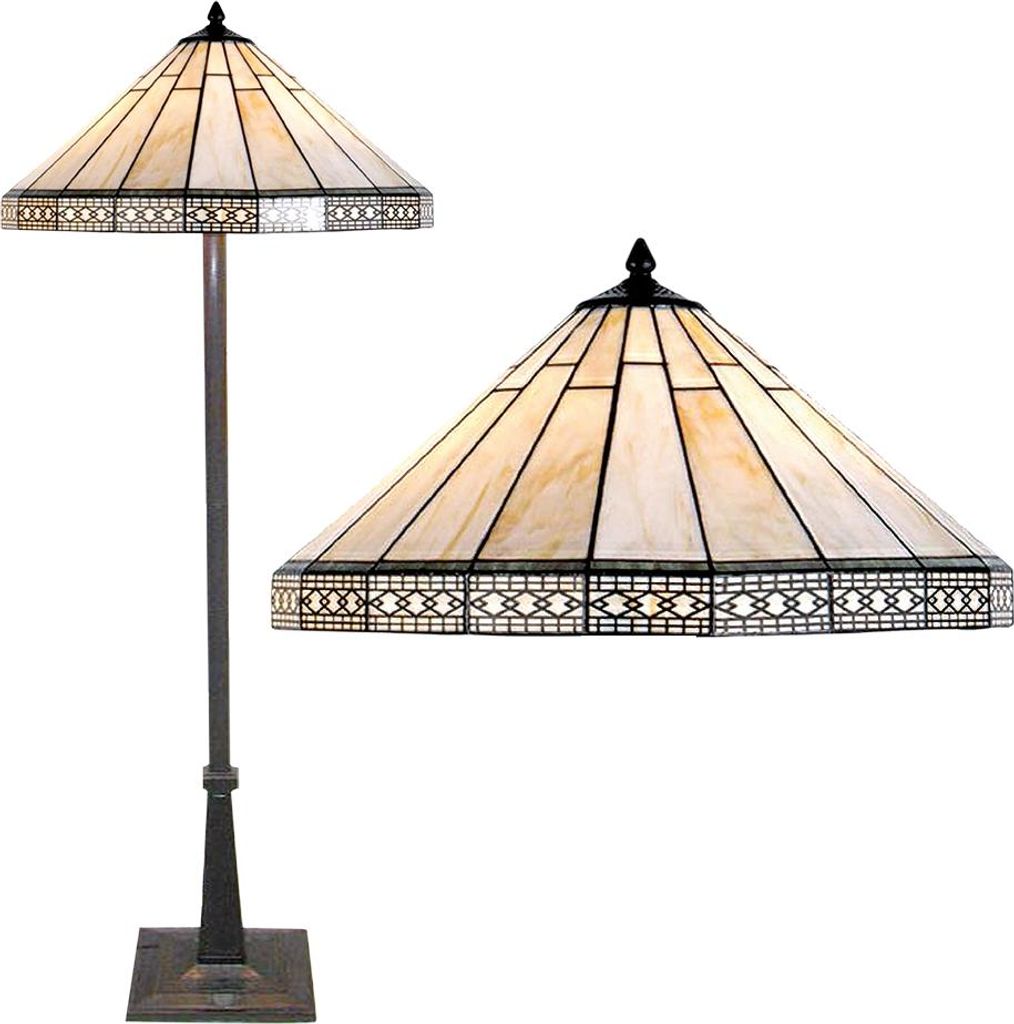 Clayre & Eef Tiffany Stehlampe Ø 50x164 cm Beige Glas Produktbild 