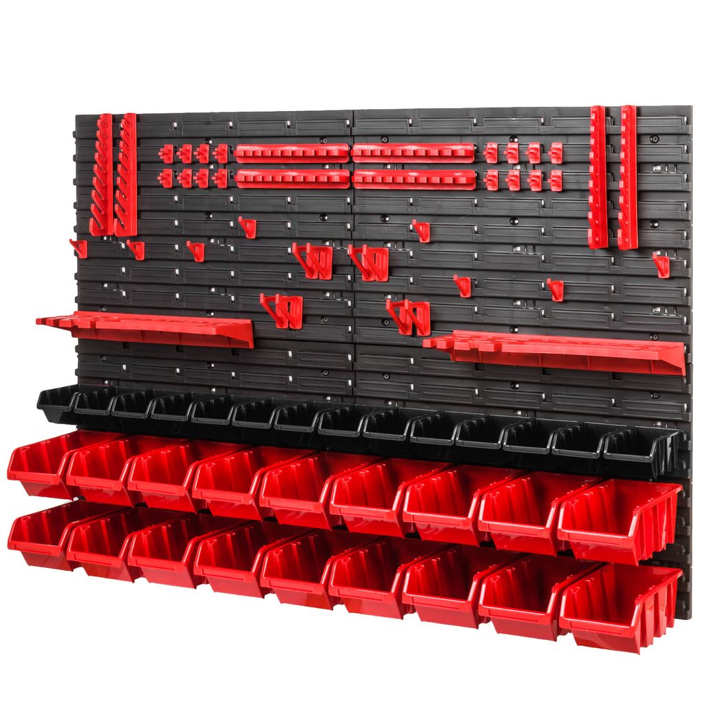 Stapelboxen Werkzeugwand 36 Boxen Montagewand Schwarz Rot 