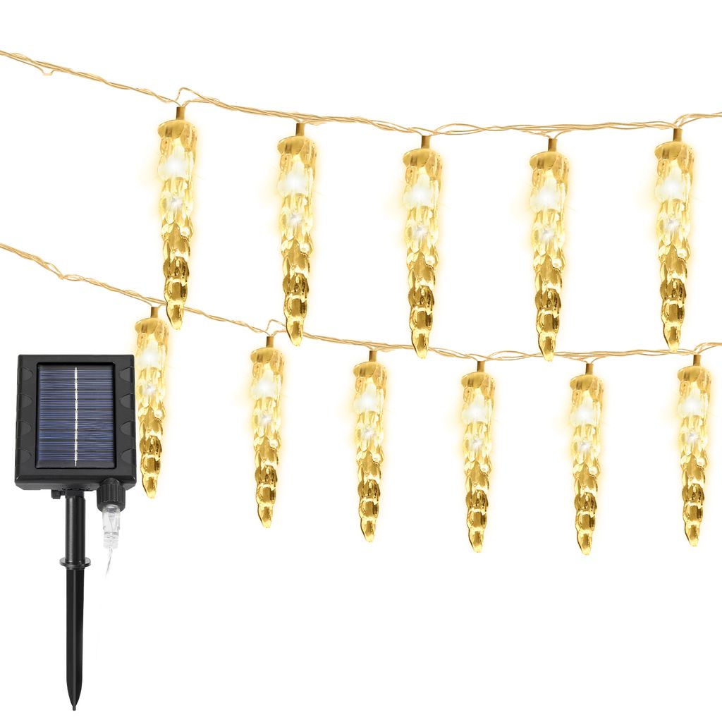 Clanmacy 10M 80 LED Solar Eiszapfen Lichterkette Außen Innen 8 Modi IP44 Party Garten Lichtervorhang Fenster Weihnachten Eisregen Beleuchtung Deko...