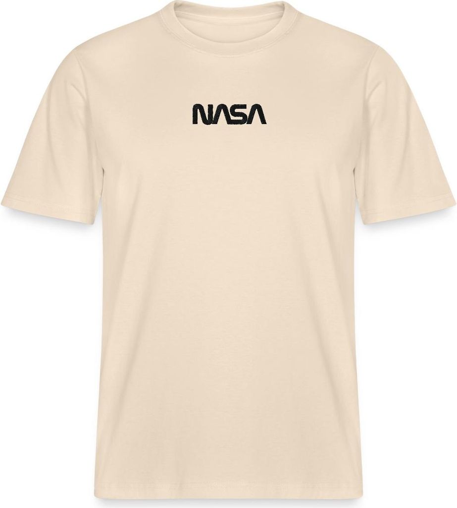 Spreadshirt NASA Logo Schwarz Stick Relaxed Fit Uni T-Shirt, S, Natur