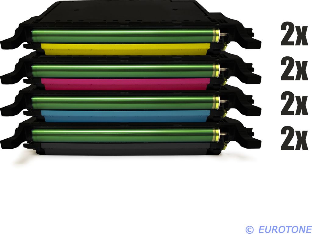 8x Eurotone Toner Alternative für Samsung CLP-600A / CLP-K600A Black Schwarz / CLP-C600A Blau Cyan / CLP-M600A Rot Magenta / CLP-Y600A Gelb Yellow
