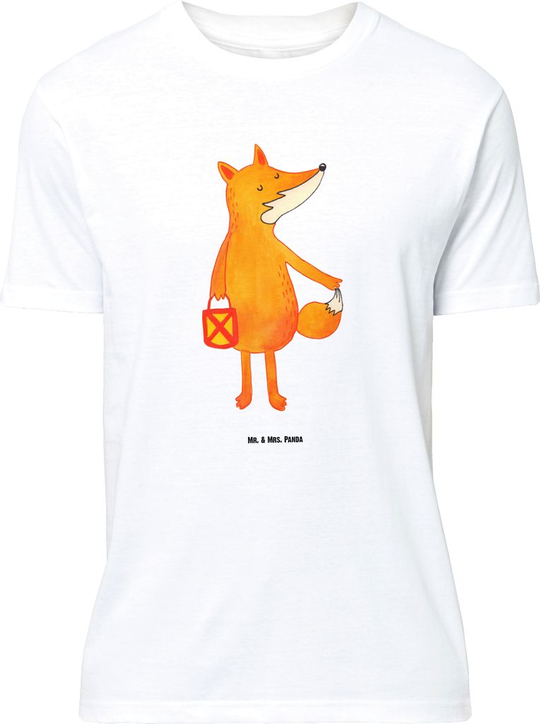 Mr. & Mrs. Panda S T-Shirt Fuchs Laterne - Weiß - Geschenk, Shirt, Laternenumzug, Sankt Martin, mit Aufdruck, Selbstbewusst, Füchse, Tshirt, Baum...
