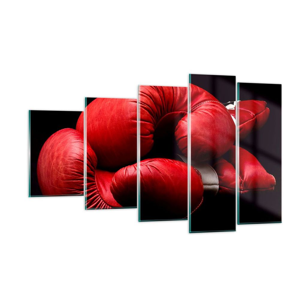 Bilder auf glas - Sport Handschuhe Leder Wettkampf - 100x60cm - Glasbilder - Wandbilder - Kunstdruck - zum Aufhängen bereit - Wanddekoration aus G...