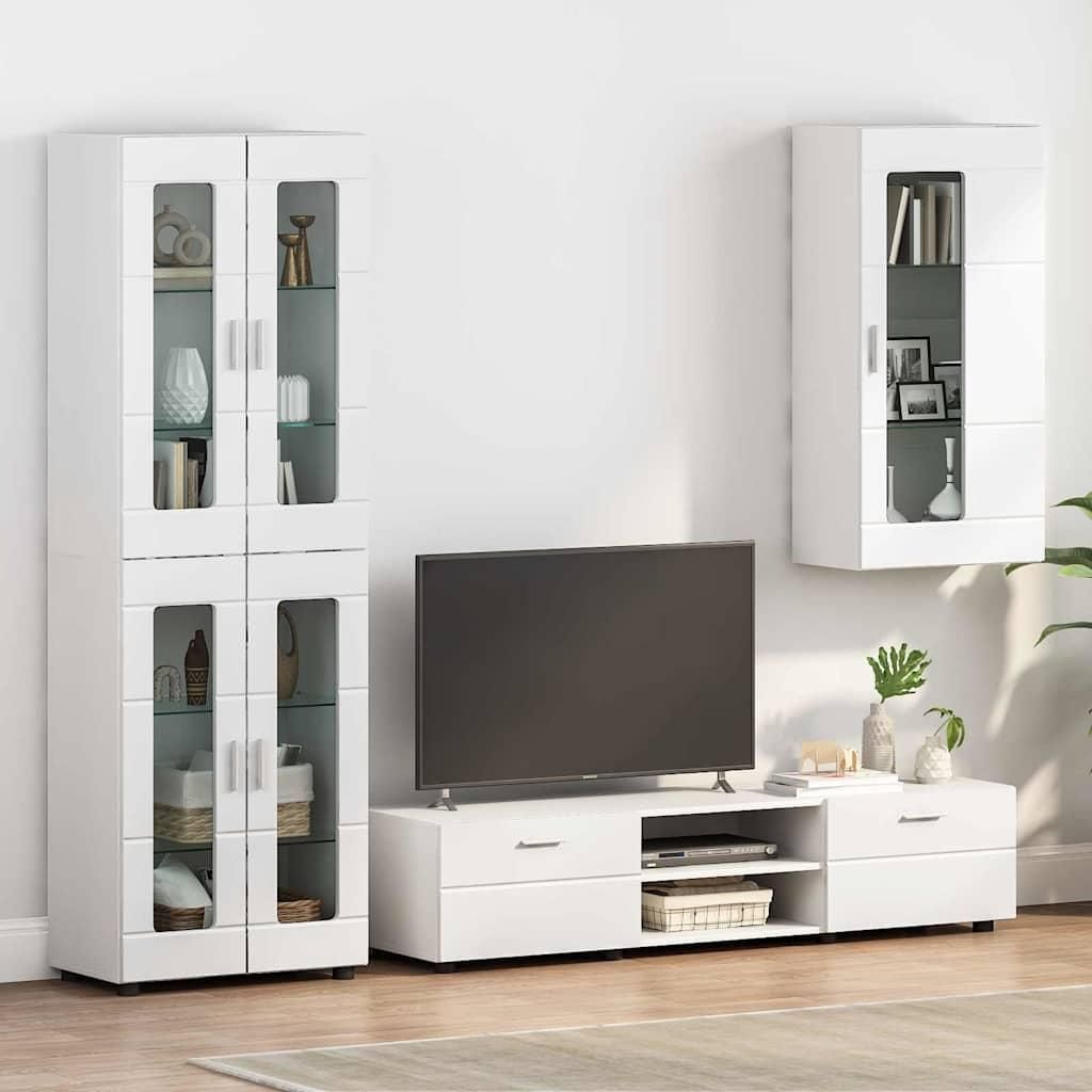 "Schlussverkauf" Holzschrank 1 pc - Standschrank mit Stauraum - Hochglanz Weiß 50x29x100 cm Holzwerkstoff C12187