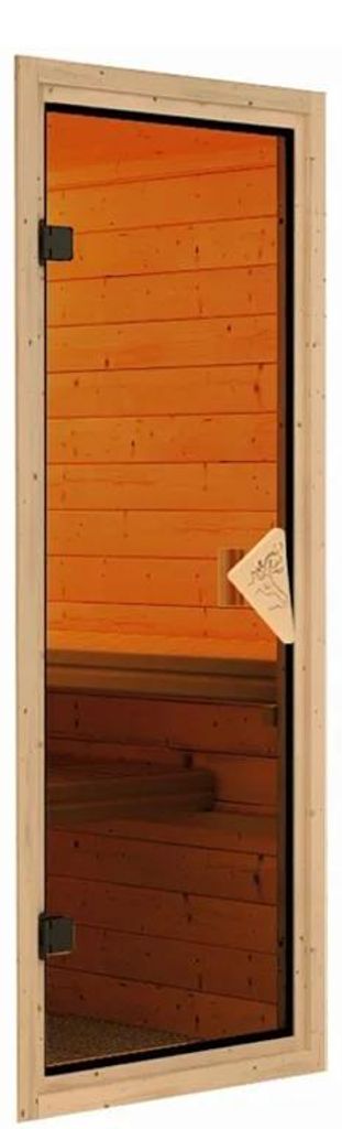 KARIBU Elementsauna Premium Nuri, 68 mm Wandstärke, Innenraum 231 x 196 x 198 cm, Innensauna für 2 4 Personen, Systembauweise mit Fensterfront, b...