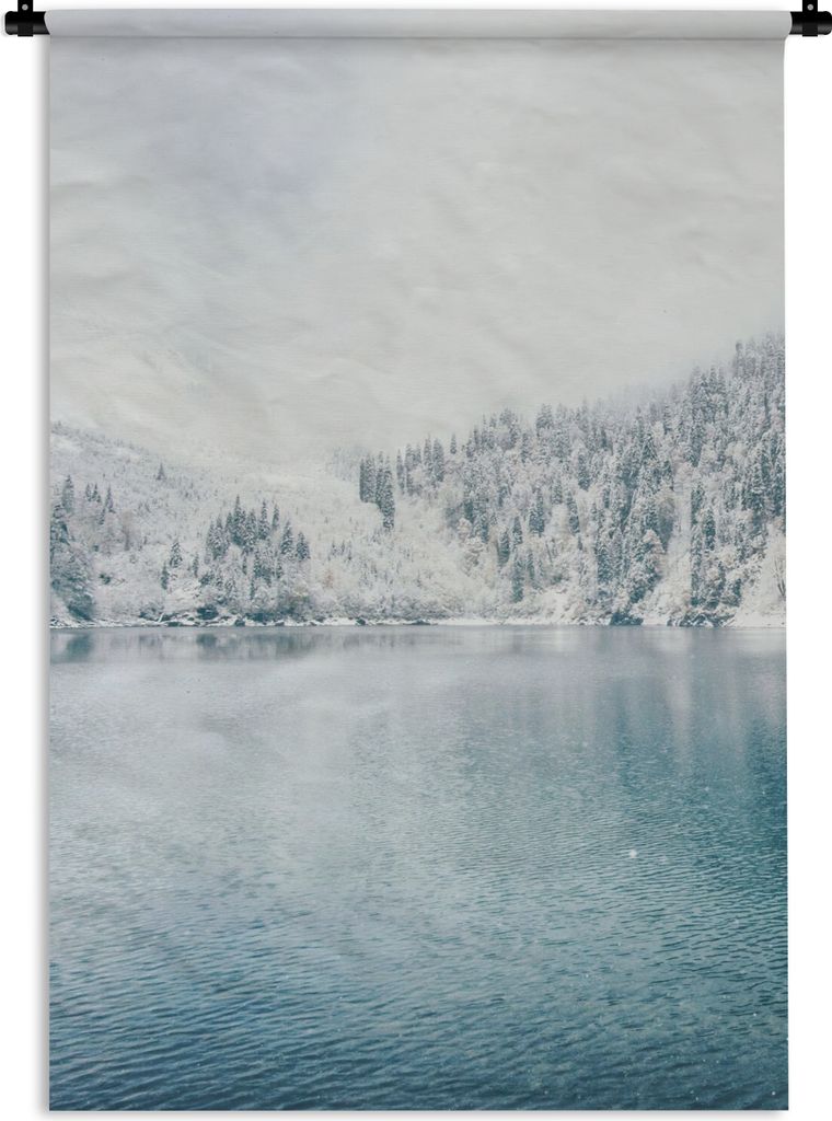 MuchoWow Wandteppich Wandbehang Winter - Wasser - Schnee 120x180 cm Tapisserie Dekoration Wandtuch - Schlafzimmer - Dekorationen für das Haus