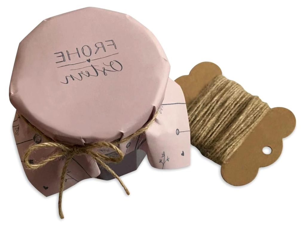 25 Marmeladendeckchen - Frohe Ostern - Rosa Gläserdeckchen für Marmelade, Marmeladengläser & Einmachgläser, Recyclingpapier Abreißblock + 10 m...