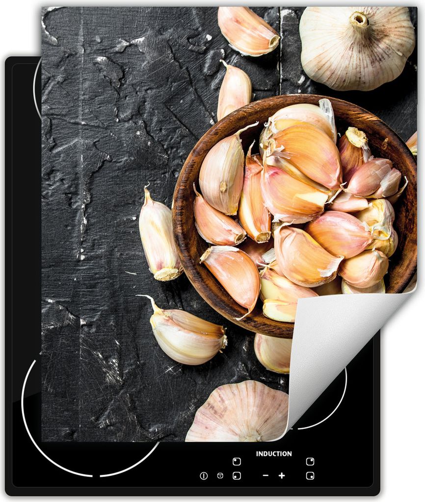 DarHaus Herdabdeckplatte 45x52 cm Anti Rutsch Matte Aufrollbar, schiefer - Knoblauch