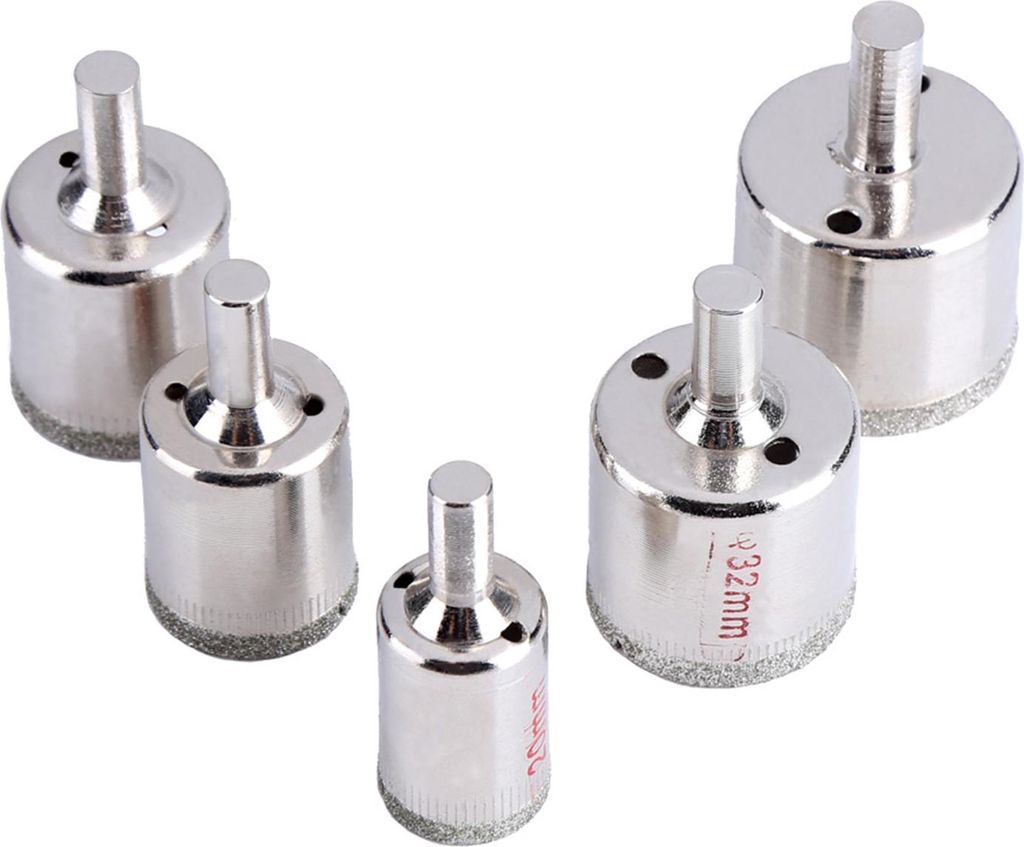 5Pcs Diamant Fliesen Lochsäge Bohrer Bits Set Glas Marmor Granit Schiefer Schneidwerkzeug