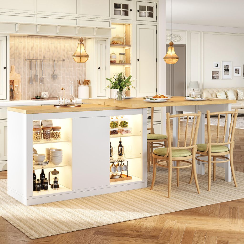Uittrekbare eettafel met RGB-LED-verlichting, bestuurbaar Productafbeelding 