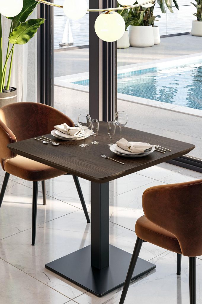 LM | Bistro Tisch | 60 x 60 cm | H 74 cm | Wenge | Gestell: Schwarz | Bistrotisch Gastro Tisch