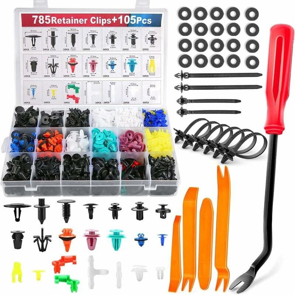 890 Stück Kunststoffnietclips, Autoclips, Kunststoffniet-Schutzbefestigungen für Autotürverkleidungen