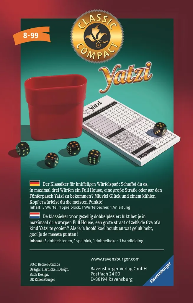 Jeu de Yatzi Ravensburger 20639 : Petit format pour un maximum de fun