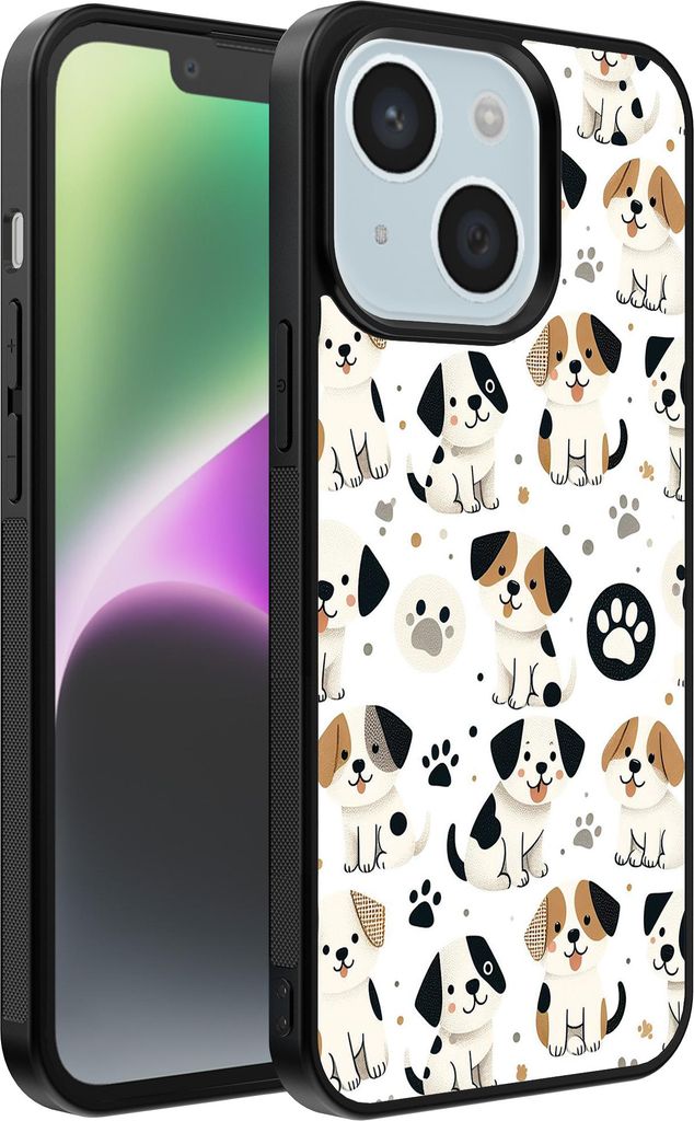 Smartphonica Handytasche für iPhone 14 mit Hundedruck - TPU Rückendeckung Fall Hunde Design