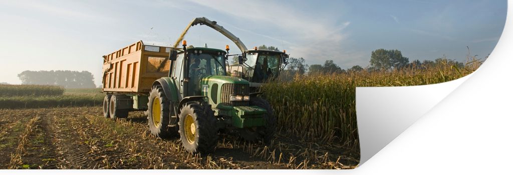 MuchoWow Wandtattoo Wandsticker Wandaufkleber Traktor - Anhänger - Mais - Grün - Landleben 120x40 cm Selbstklebend und Repositionierbar - Repos...