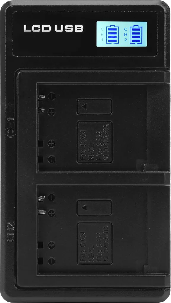 Caricatore LCD Dual USB per Canon NB-6L NB-6LH | Alta Efficienza