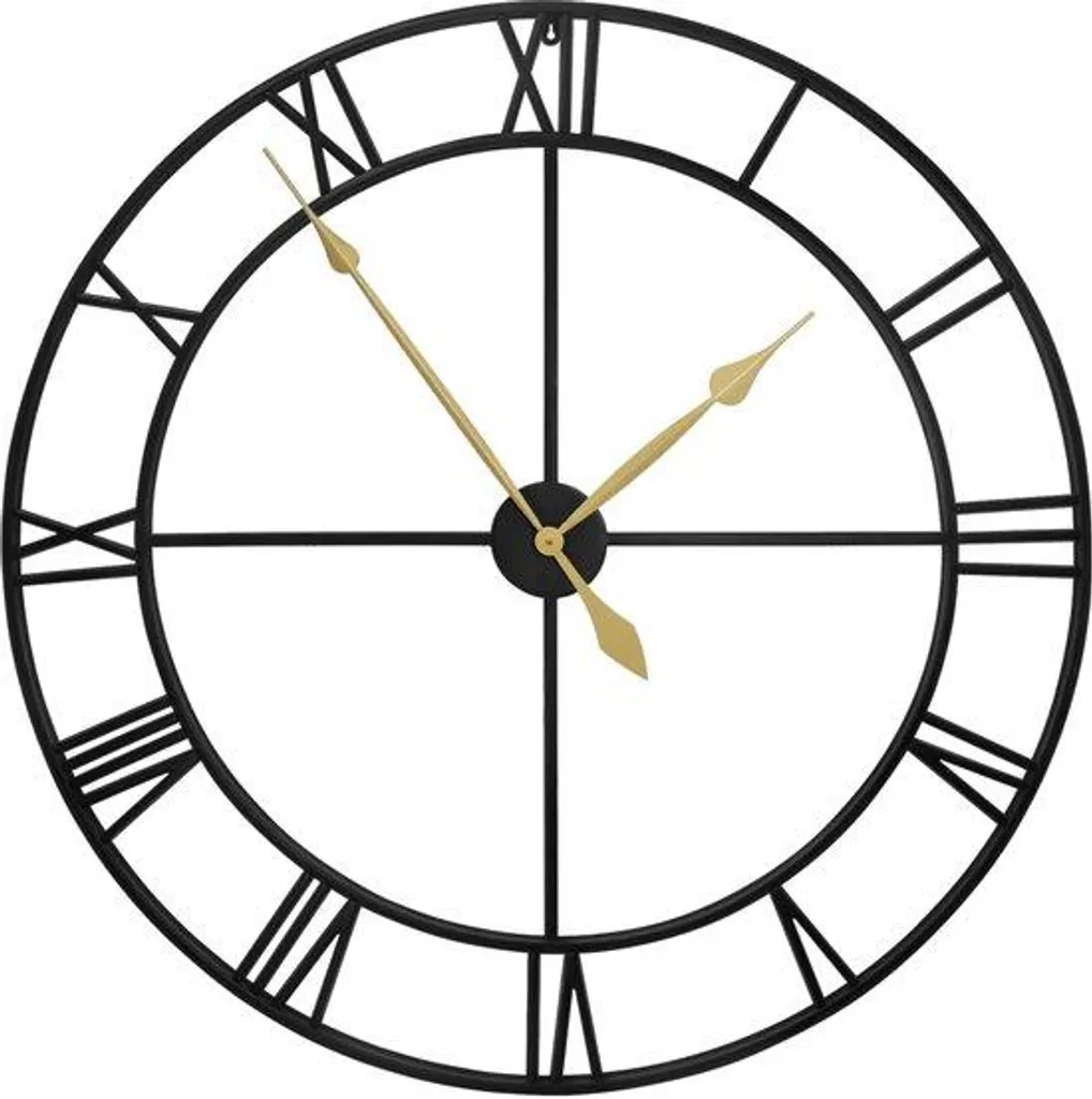 Horloge murale 100 cm silencieuse à quartz avec chiffres romains noirs
