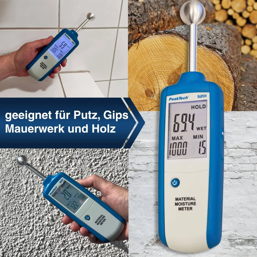 Testeur d'humidité PeakTech P 5201 pour diagnostic de bâtiment Pro