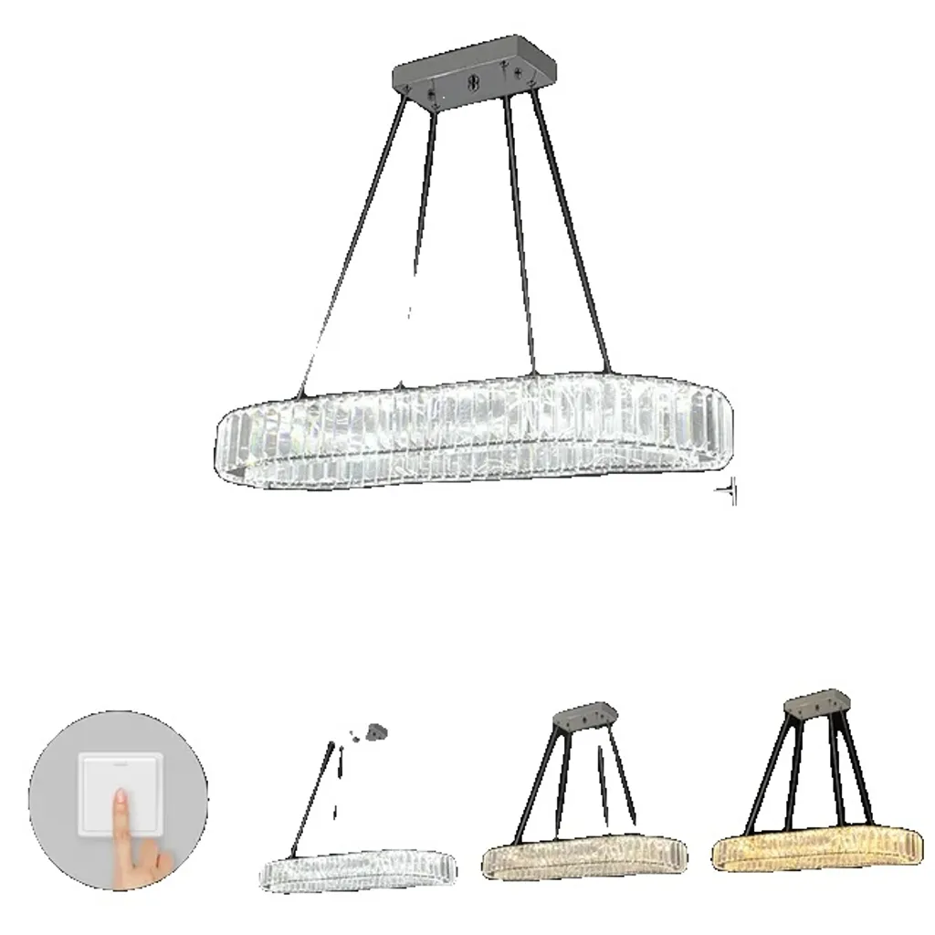 Luminaire de salle à manger design lustre cristal ovale 70cm LED