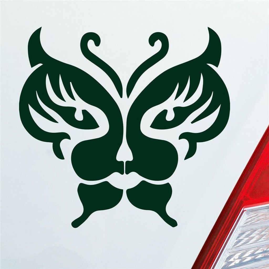 Auto Aufkleber Schmetterling Löwe Tribal 10x10 cm Dunkelgrün Sticker Heckscheibenaufkleber