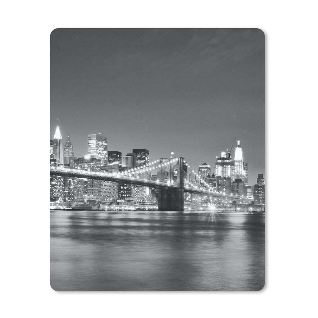 MuchoWow Mauspad Mousepad New York - Brücke - Brooklyn - Schwarz und weiß - Architektur 19x23 cm - Mousepads - Maus Mat - Pad - Mausunterlage -...