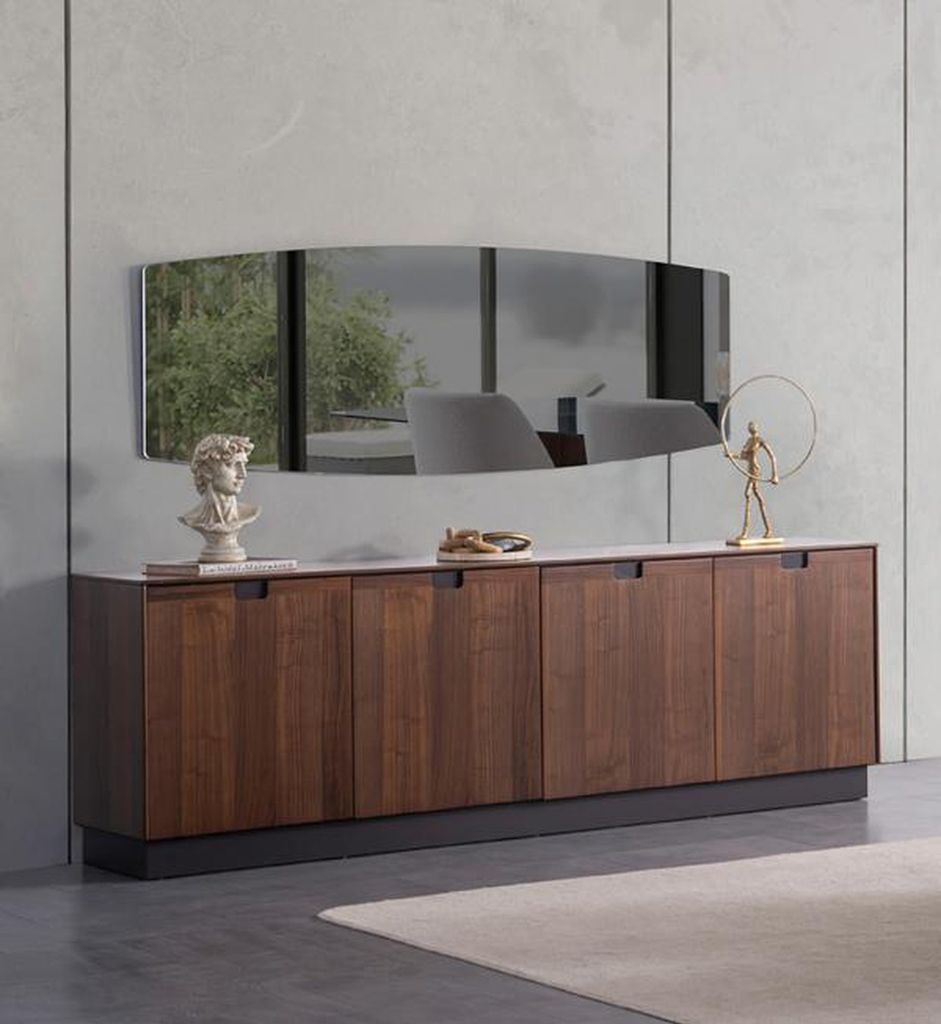 Braun Esszimmer Anrichte Konsole Spiegel Holz Möbel 2tlg Neu