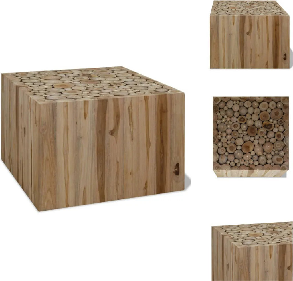 Table de salon carrée en bois véritable 50 cm - Mobilier robuste et chic