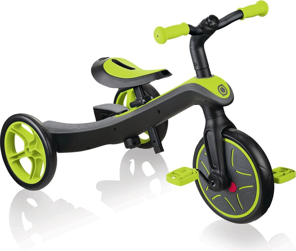 GLOBBER EXPLORER TRIKE 2in1 – Dreirad und Laufrad für Kinder, 10/8,5 Zoll, TPR-Sattel höhenverstellbar, lime grün