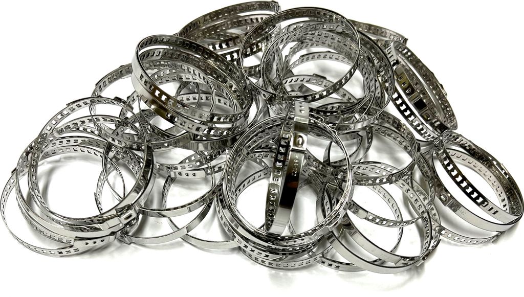 50 x Universal Schlauchschellen Ohr Klemmschellen EDELSTAHL VERSTELLBAR 64-122mm