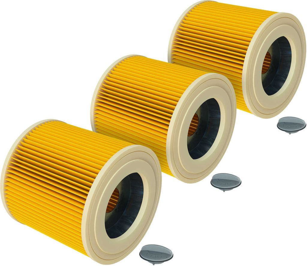 vhbw 3x Faltenfilter kompatibel mit Kärcher NT 38/1 Me Classic E, NT 27/1 Professional, SE 4001, NT 38/1 CLassic Staubsauger - Patronenfilter Gelb