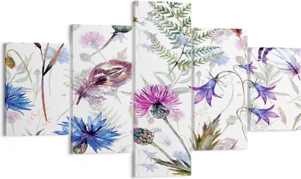Bild auf Leinwand - Leinwandbild - Blume Wiese Natur - 125x70cm - Wand Bild - Wanddeko - Wandbilder - Leinwanddruck - Bilder - Kunstdruck - Wanddek...