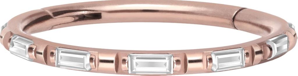 Ohrpiercing, Nasenpiercing, Septum Piercing Chirurgenstahl Segmentring Clicker RECHTECKIGE KRISTALLE RoséGold Innendurchmesser: 12 mm
