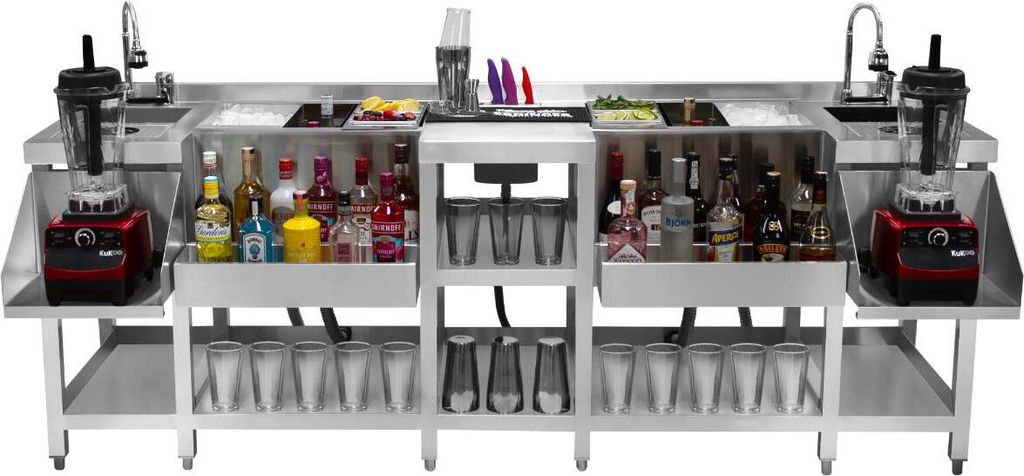 2-in-1 Kompakt Barstation für Duos Edelstahl mit Eiswanne Spülbecken