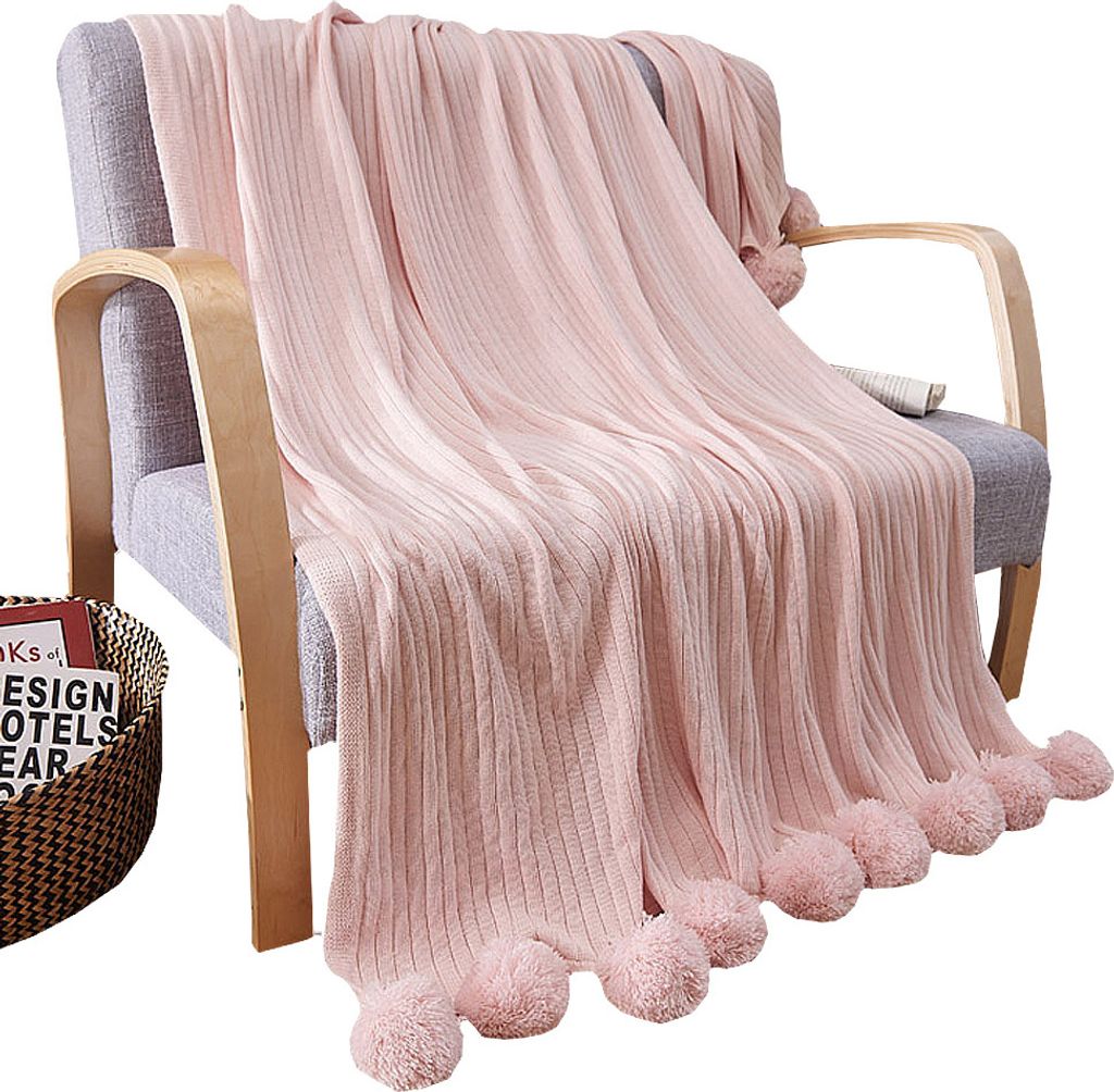 CANDeal Stilvolle Strickdecke für Fernsehen oder Nap auf dem Stuhl, Sofa und Bett 150cm x 200cm, Pink