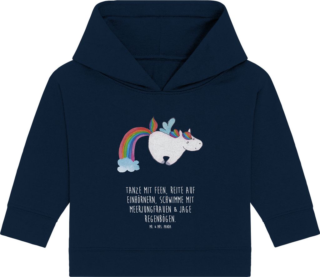 Mr. & Mrs. Panda Organic Baby Hoodie Einhorn Fliegendes Pferd 24. - 36. Monat - French Navy - Geschenk, Regenbogen, Unicorn, Kapuzenshirt, Glitzer,...