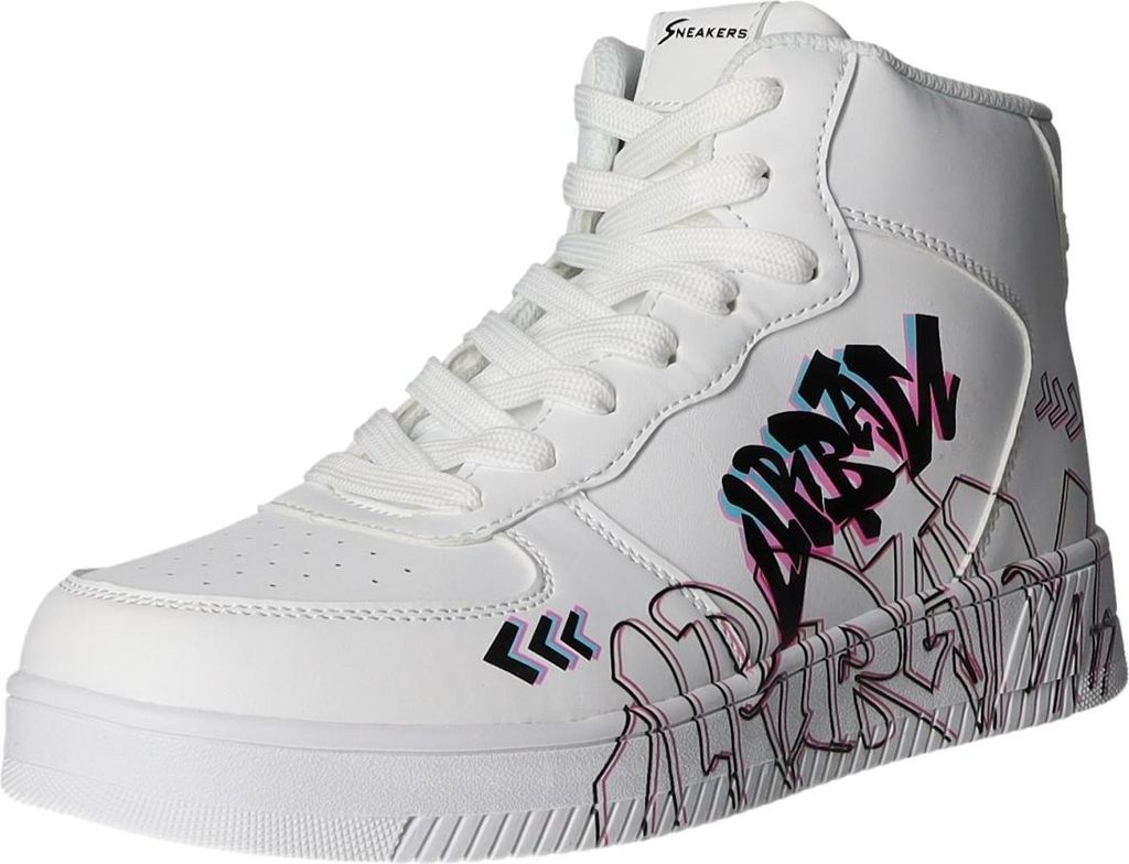 Sneakers Kinder-Mädchen-High-Top-Sneaker URBAN Weiß-Mehrfarbig, Farbe:weiß, EU Größe:39