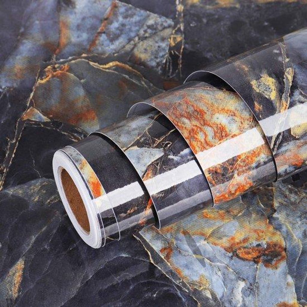 Selfklebende schwarze Marmorklebefolie für Möbel und Dekoration mit Gold-Design