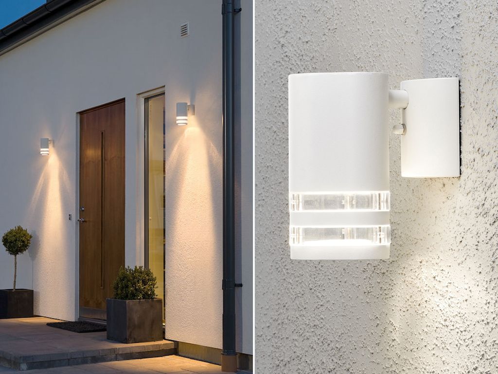 2er-Set Wandleuchten MODENA Aluminium weiß, Downlight, GU10, IP44