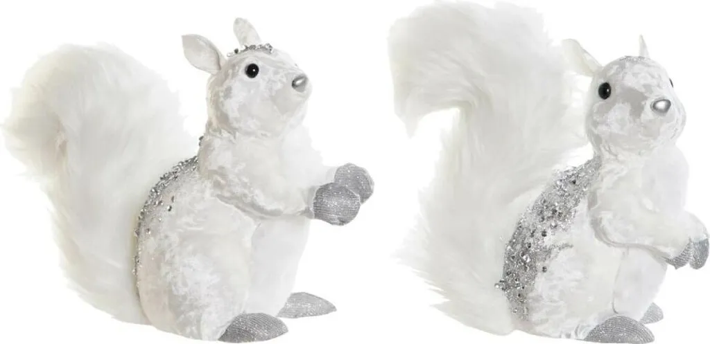 Figurines Écureuils Blancs Décoration de Noël DKD Home Decor en Duo 22cm