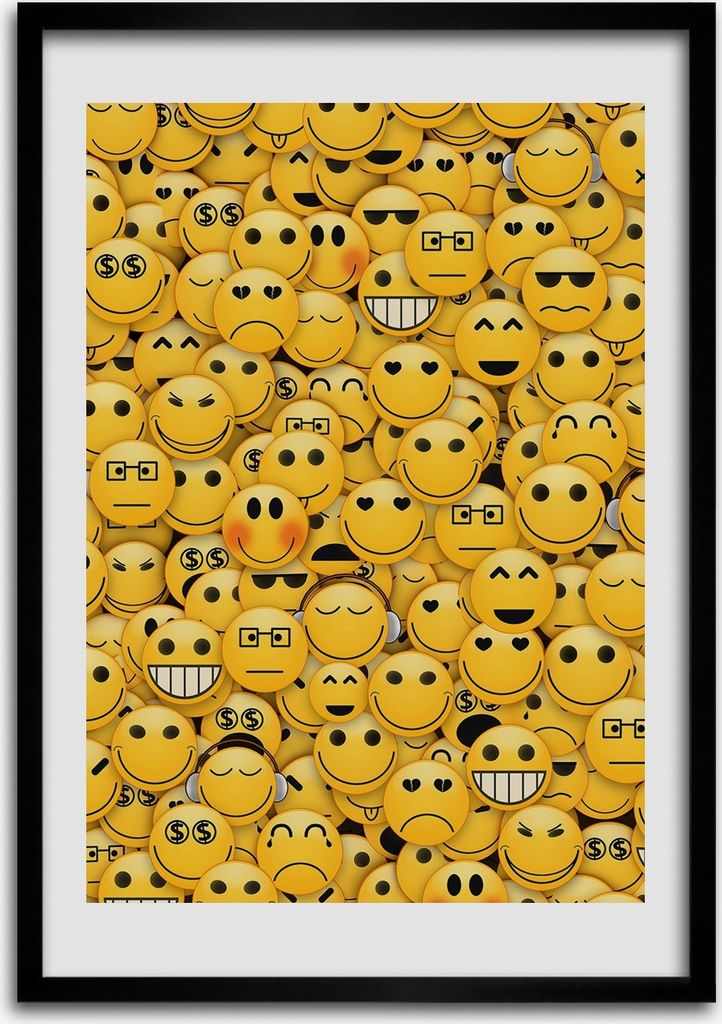 Bild - Bilderrahmen - 50 cm x 70 cm - MDF - Rahmen - Wandkunst Emoticons