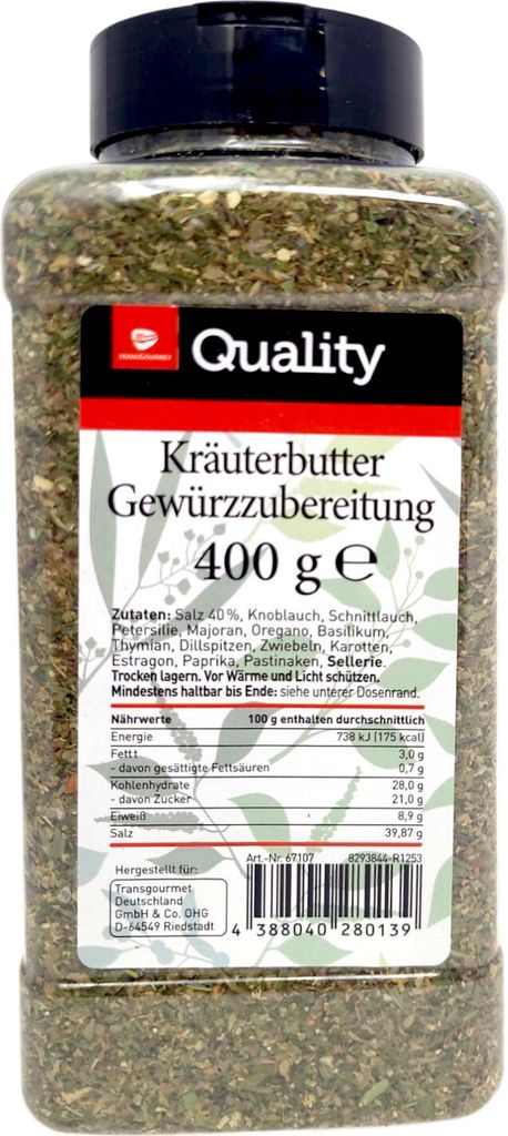 TGQ Kräuterbutter Gewürzzubereitung 400g Dose Gewürz Produktbild 